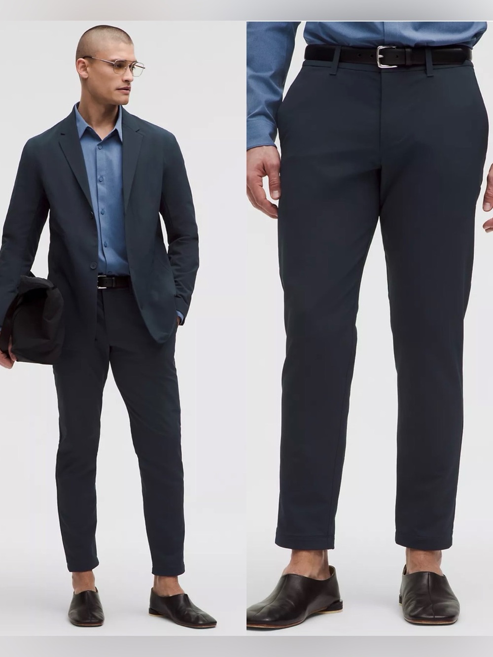 Lululemon New Venture Slim-Fit Pique Trousers Navy , size 31